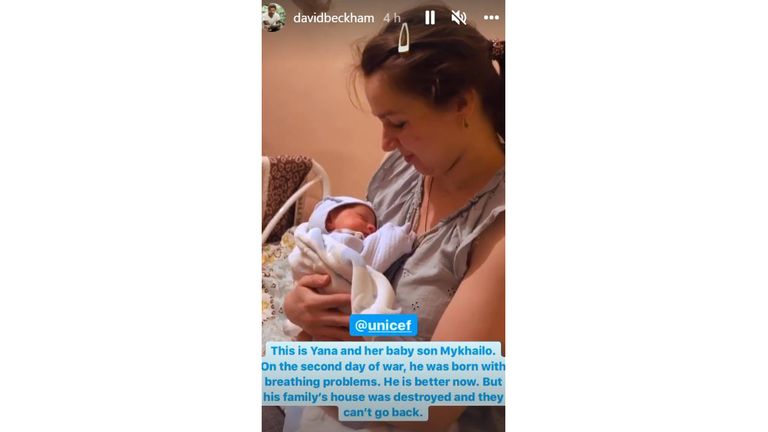 Capture d'écran de l'histoire Instagram de David Beckham