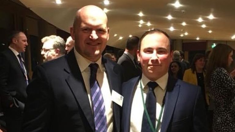 David Hill (right) pictured with Scottish Rugby head coach Gregor Townsend. Pic: Scottish Parliament RFC