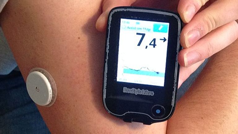 A flash glucose monitor similar to the one used by the NHS (file pic)