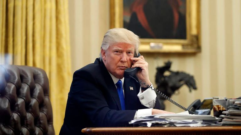 House investigators have identified an eight-hour gap in Donald Trump&#39;s official phone records from the day of the US Capitol riot. File pic: AP