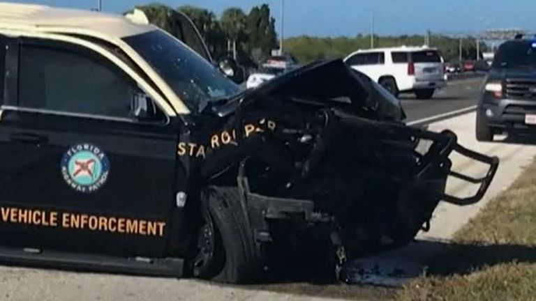 State trooper in Florida uses her car to stop a drunk driver from crashing into a 10k run