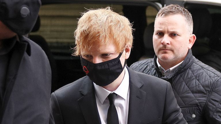British singer Ed Sheeran arrives at the Rolls Building for a copyright trial over his song &#39;Shape of You&#39;, in London, Britain, March 8, 2022. REUTERS/Henry Nicholls
