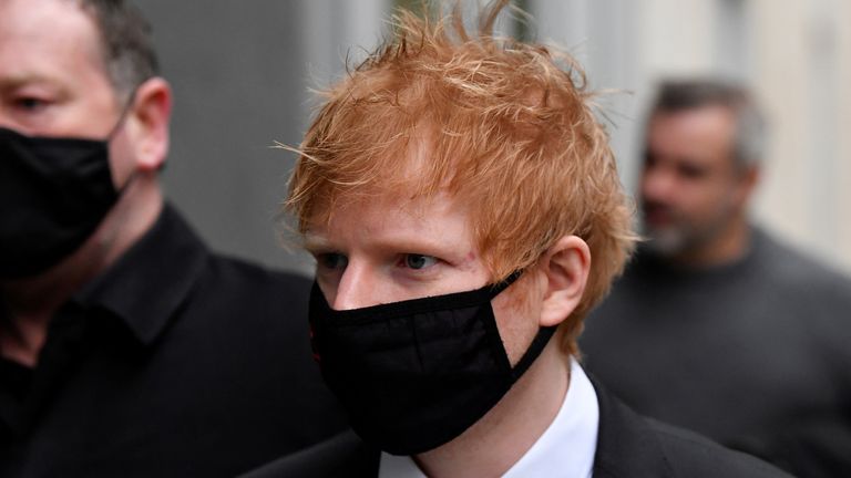 Musician Ed Sheeran arrives at the Rolls Building for a copyright trial over his song Shape Of You, in London, Britain March 9, 2022. REUTERS/Toby Melville
