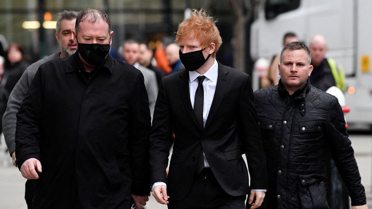 Musician Ed Sheeran arrives at the Rolls Building for a copyright trial over his song Shape Of You, in London, Britain March 9, 2022. REUTERS/Toby Melville
