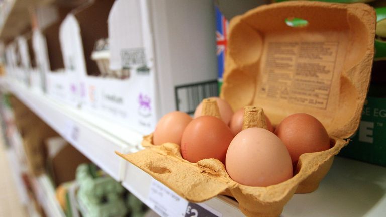 A general view of eggs on sale in Sainsbury&#39;s