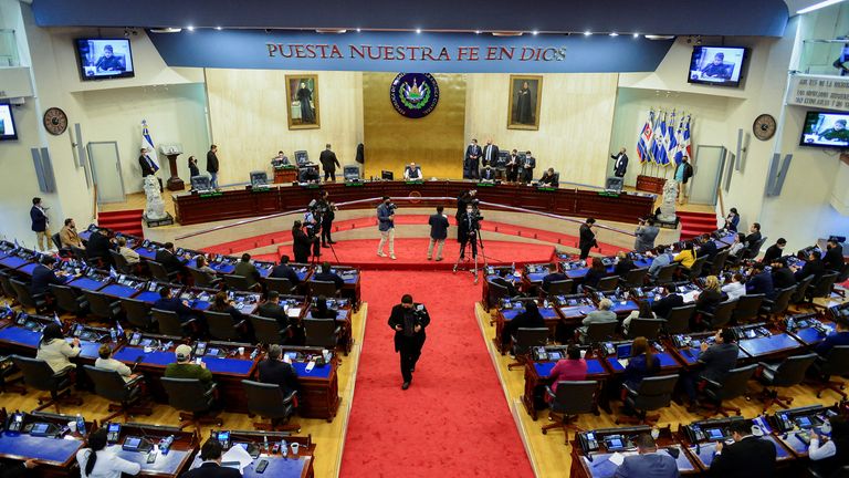 A view shows members of El Salvador deputies during an extraordinary session of Congress where the Assembly issued the exceptional regime, after the crime wave that left a high number of people murdered in the last two days in the country, in San Salvador, El Salvador, March 27, 2022. REUTERS/Jessica Orellana