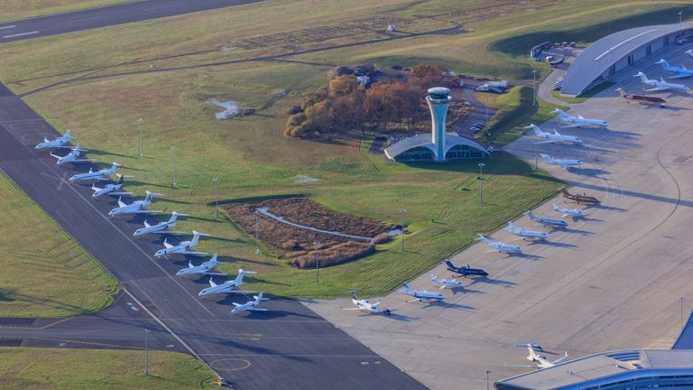 File Image -  Lines of executive jets at Farnborough Airport, Hampshire

Nov 2016