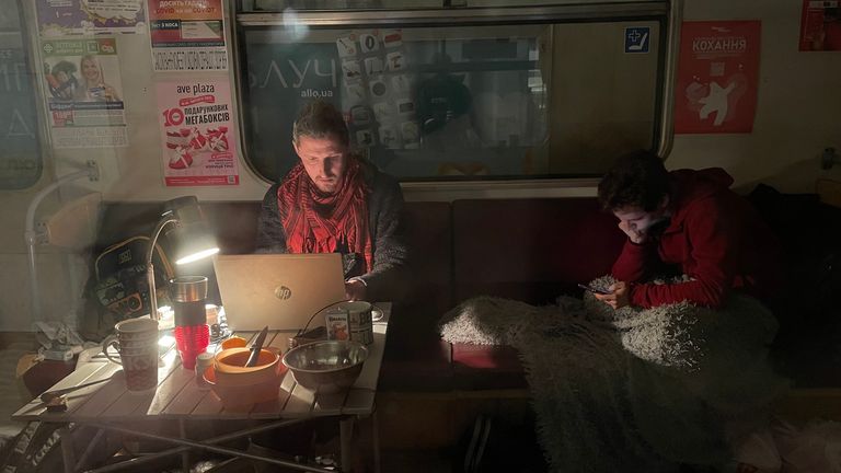 Greg Korup has managed to keep working while staying on a train carriage on platform two