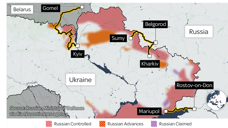 Są to cztery obsługiwane korytarze humanitarne od miast ukraińskich do lokalizacji w Rosji i na Białorusi.  Zaproponowano również dwie dodatkowe trasy do innych miast na Ukrainie