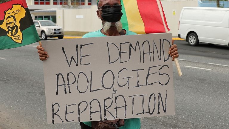 Protesters demand slavery reparations as Prince William and Kate visit Jamaica