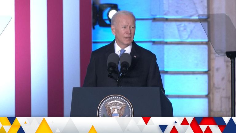 Joe Biden speaking in Warsaw