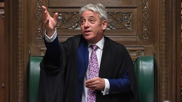 MP John Bercow speaks at the House of Commons Chamber for the final time as Speaker, in London, Britain October 31, 2019. ..UK Parliament/Jessica Taylor/Handout via REUTERS ATTENTION EDITORS - THIS IMAGE WAS PROVIDED BY A THIRD PARTY