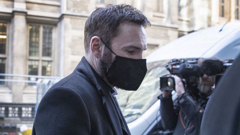 Song writer John "Johnny" McDaid arrives at the Rolls Building at the High Court in London, where singer Ed Sheeran is bringing a legal action over his 2017 hit song &#39;Shape of You&#39; after song writers Sami Chokri and Ross O&#39;Donoghue claimed the song infringes parts of one of their songs. Picture date: Tuesday March 8, 2022.
