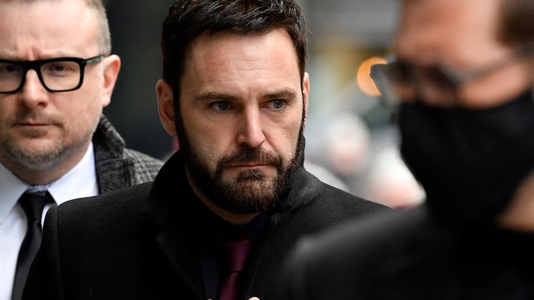 Singer and songwriter Johnny McDaid arrives at the Rolls Building for a copyright trial over the song Shape Of You, in London, Britain March 10, 2022. REUTERS/Toby Melville
