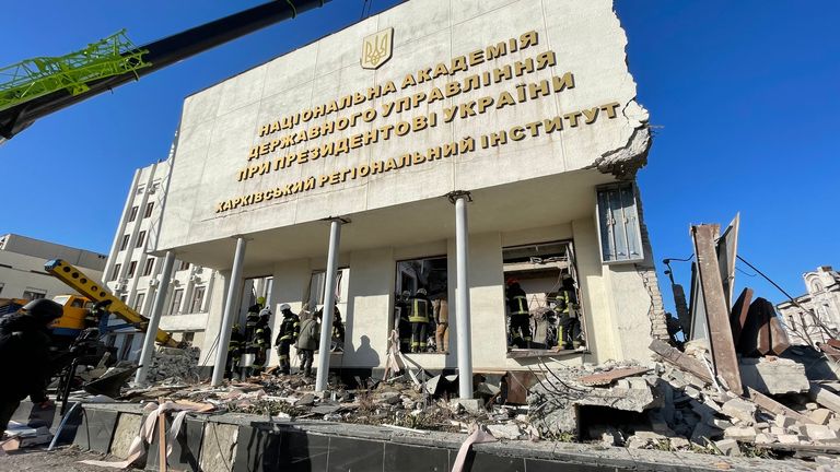 A Russian missile sliced through Kharkiv&#39;s National Institute for Public Administration