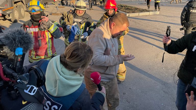 Vladislav was rescued after being stuck under rubble for about eight hours in Kharkiv