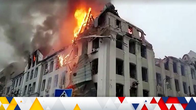 Two buildings were struck in Kharkiv on Wednesday morning