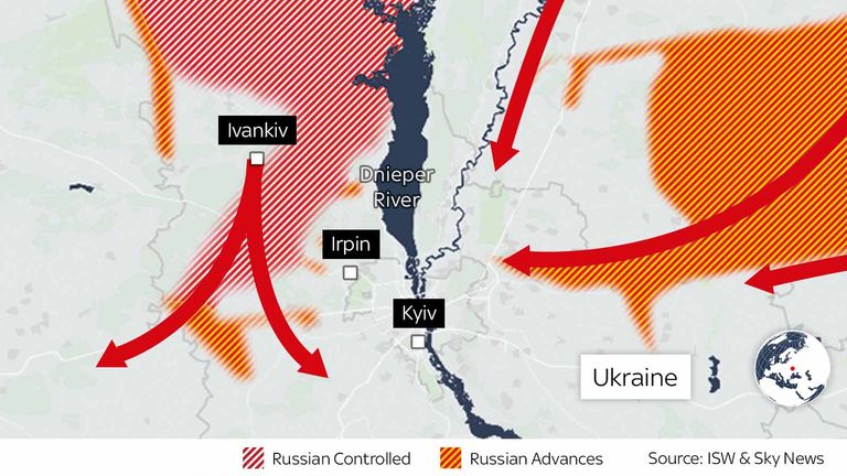 Najnowsze ruchy sił rosyjskich wokół Kijowa