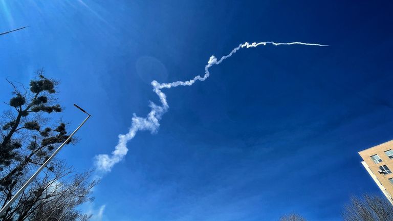 An air to ground missile over Kiev