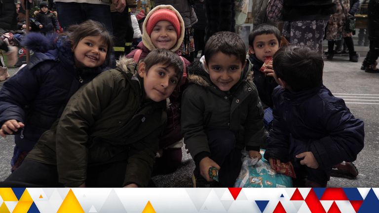 Pictures to go with Lisa Holland Copy from Warsaw In Poland
Caption:Roma Ukrainian children wait in the station