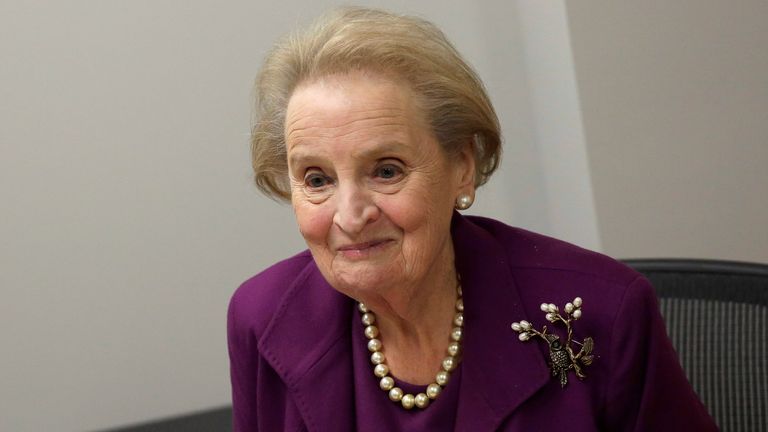 Former U.S. Secretary of State Madeleine Albright speaks before an interview in Washington, U.S., November 28, 2016. Picture taken November 28, 2016. To match interview MIDEAST-CRISIS/REPORT REUTERS/Joshua Roberts