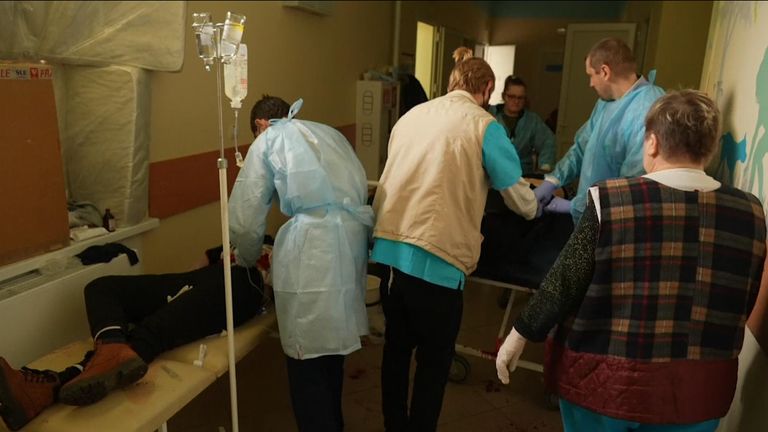 A hospital basement has become a makeshift morgue for dozens killed in Russian shelling on the besieged city of Mariupol.