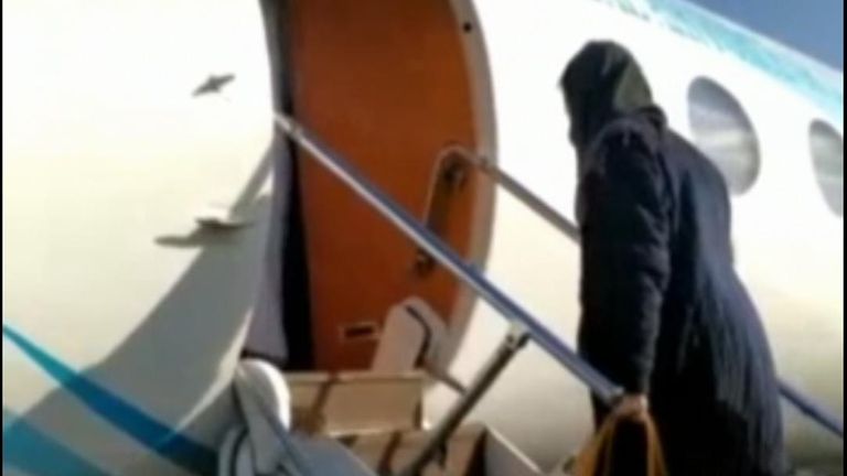 Nazanin is seen boarding a flight from Tehran to the UK.