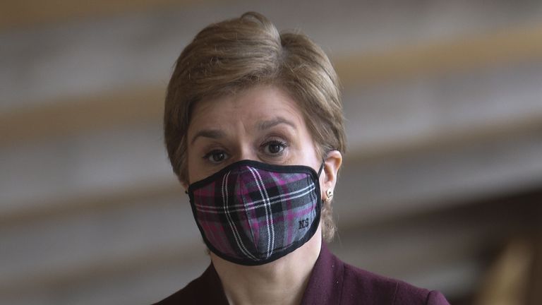 First Minister Nicola Sturgeon arrives to update MSPs on any changes to the Covid restrictions at the Scottish Parliament Holyrood Edinburgh. Picture date: Tuesday March 15, 2022.
