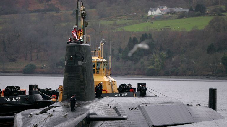 HMS Vengeance, one of the Royal Navy&#39;s fleet of nuclear submarines, armed with Trident ballistic missiles