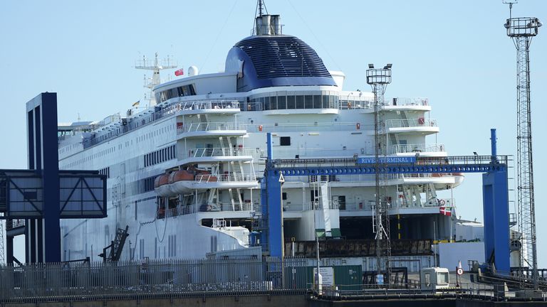   The P&O ferry Pride of Hull in the Port of Hull, East Yorkshire, following the announcement that the ferry operator has suspended sailings amid speculation it is preparing to sack hundreds of workers. Picture date: Thursday March 17, 2022.

