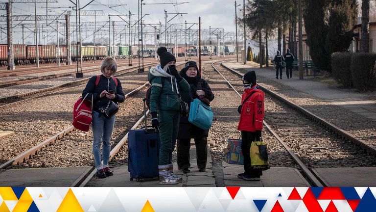 A family fleeing from Ukraine, wait for the train at the border crossing station in Medyka, Poland, Thursday, March 10, 2022. U.N. officials said that the Russian onslaught has forced 2 million people to flee Ukraine. It has trapped others inside besieged cities that are running low on food, water and medicine amid the biggest ground war in Europe since World War II. (AP Photo/Visar Kryeziu)
PIC:AP