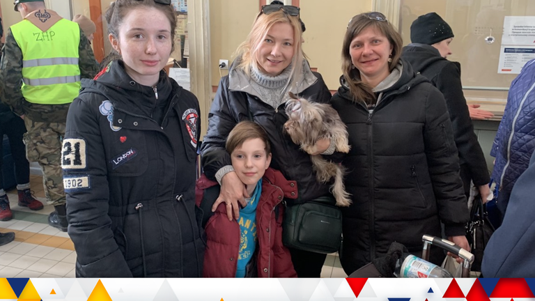 Sonia (left) explained that she left her devastated city Kharkiv with her family 