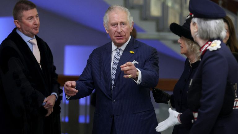 The Prince of Wales and Duchess of Cornwall arrive at the Civic Centre in Southend-on-Sea attending an official council meeting to mark Southend-on-Sea becoming a city. Picture date: Tuesday March 1, 2022.
