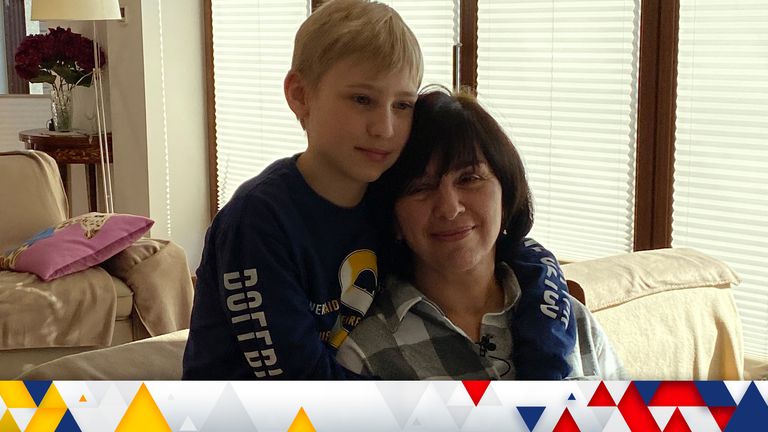 Roman and his grandmother Marta. The two are Ukrainian refugees in Poland.