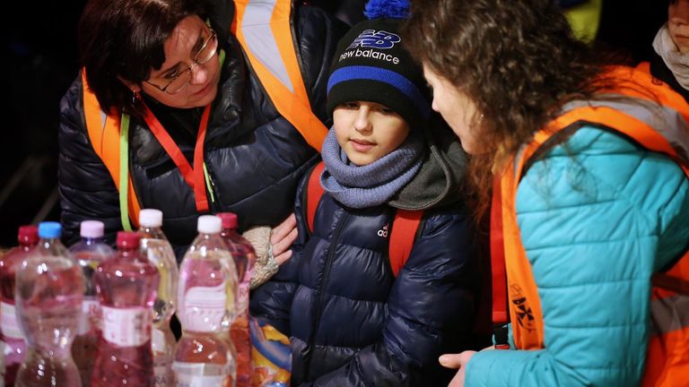 An 11-year-old Ukrainian refugee who travelled 600 miles across Ukraine to the Slovakian border by himself and was later reunited with his relatives. Pic: Ministerstvo vnútra SR
