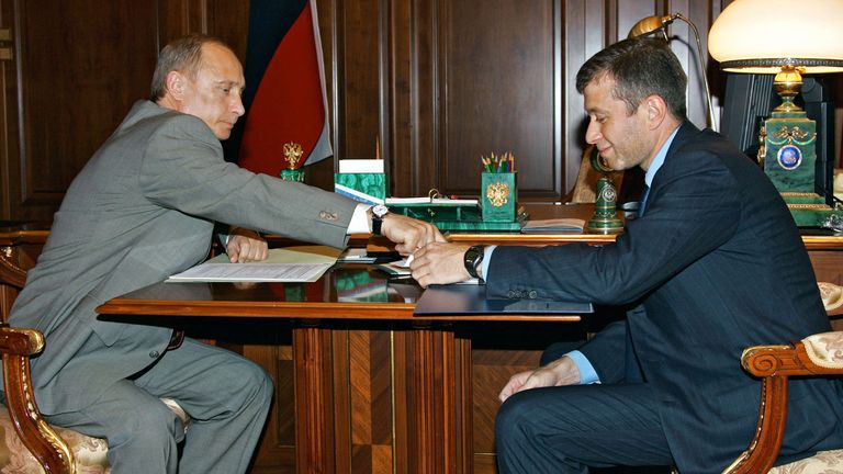 Russian President Vladimir Putin meets with Chukotka region governor and owner of Chelsea soccer club Roman Abramovich in Moscow. Russian President Vladimir Putin (R) meets with Chukotka region governor and owner of Chelsea soccer club Roman Abramovich in the Moscow Kremlin, May 27, 2005. At the beginning of the meeting, Abramovich noted that the region&#39;s gross product grew by 400% and the average salary reached 19,000 rubles during his term in office.