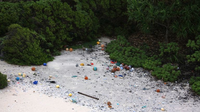 Henderson Island has earned the title of the "most polluted island in the world". Pic Royal Navy