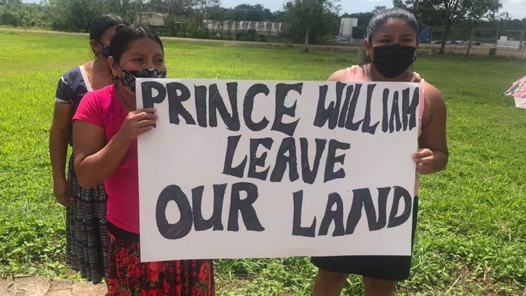 Protesters in Belize. Pic: Rebecca English/Daily Mail