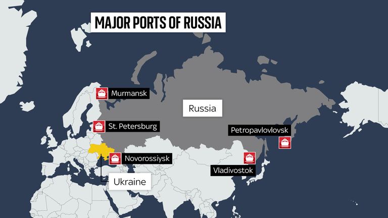 Russia&#39;s major ports map