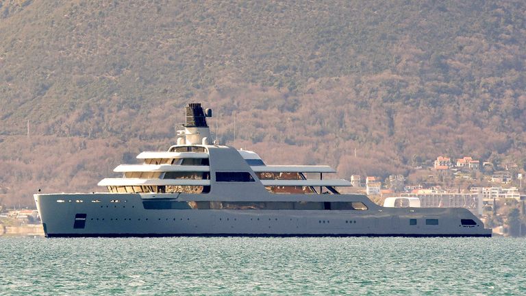 Roman Abramovich&#39;s superyacht Solaris. Pic: AP