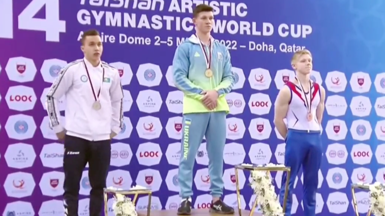 Kuliak stood on the podium next to Ukrainian rival Illia Kovtun, who won the gold