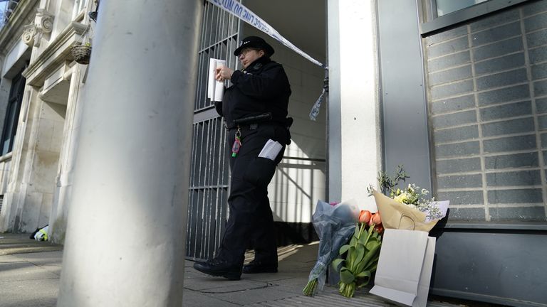 The scene in Sebastian Street, Clerkenwell, London, where a murder investigation has been launched following the death of a 19-year-old woman