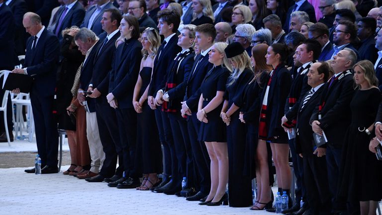 Members of Shane Warne&#39;s family at the state memorial service for the cricket legend