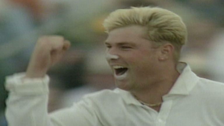 Shane Warne after the Ball of the Century vs Mike Gatting in 1993. Pic: Sky Sports