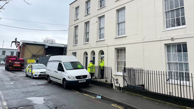 The suspected murder scene at Sherborne Place in  Cheltenham