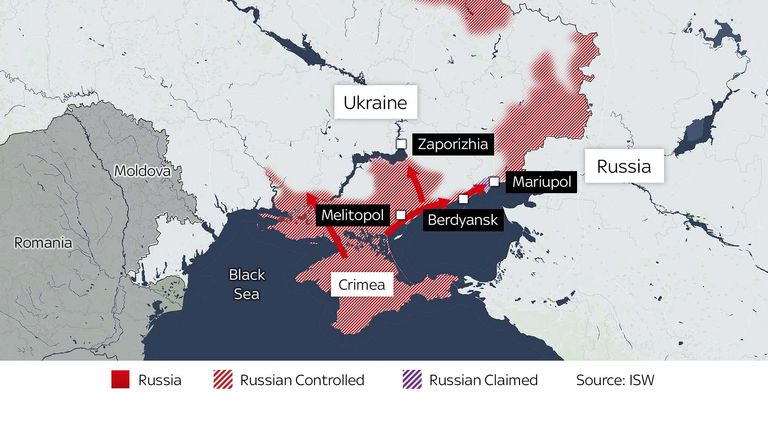 It is believed that Mariupol is surrounded to the southeast.