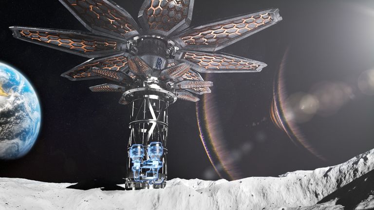 Undated artist impression issued by Rolls Royce of a moon station camera. British space technology could help develop a power station in space, create a robot to hunt for oxygen and water in Moon rocks, and tackle issues like the delay in communication between Earth and Mars. Issue date: Monday March 14, 2022.