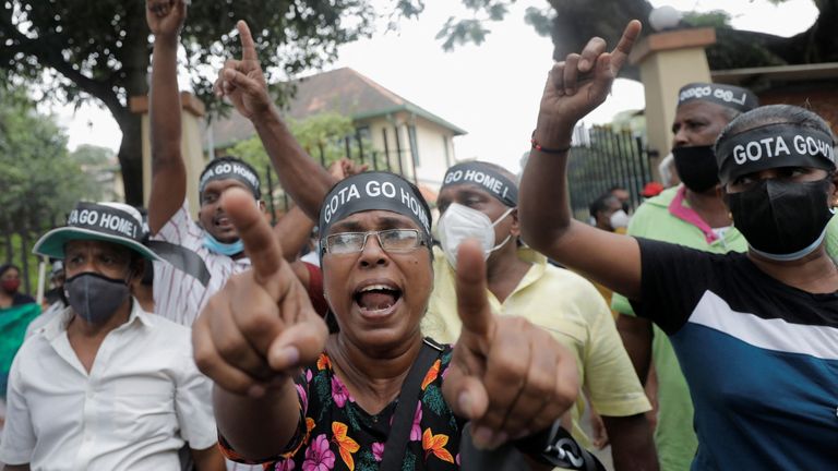 Sri Lankans protesting against president Gotabaya Rajapaksa over spiralling food prices 