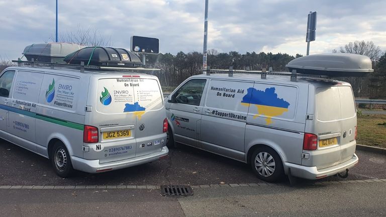 Paul Devenny and his colleague drove from Northern Ireland to Poland in two vans 