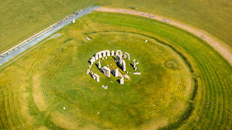 Aerial view of Stonehenge in summer, England istock